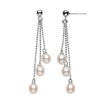 3 DROP PEARL EARRINGS STERLING SILVER