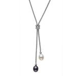 Load image into Gallery viewer, Sterling Silver Double Drop Pearl Tie
