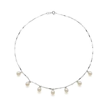 Sterling Silver Chain with 8 Pearls