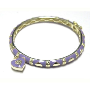 LAVENDER ENAMEL BANGLE WITH HEART CHARM