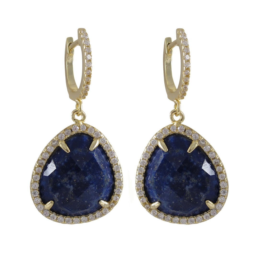 LAPIS/ LAZURITE SEMI PRECIOUS STONELEVER BACK EARRINGS