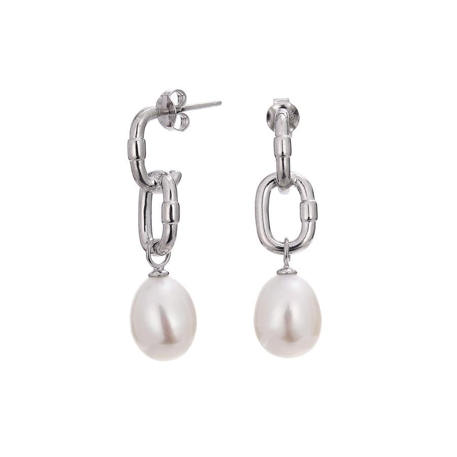 Double Link Pearl Earrings