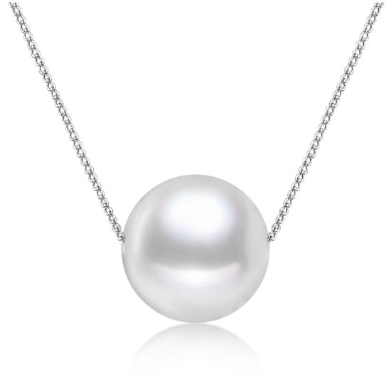 Large Single White Pearl on  Silver Strand