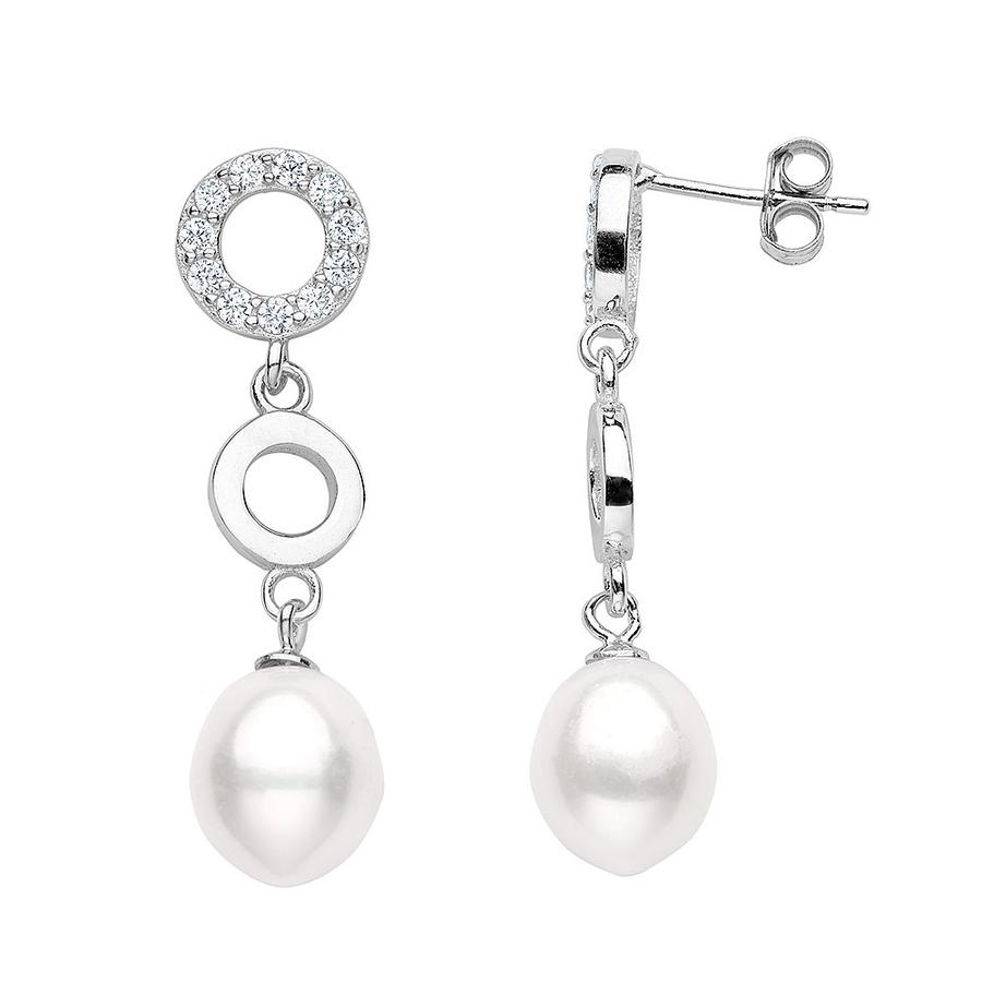 Hanging Pearl Earrings with Circles EHS045