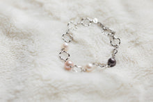 Load image into Gallery viewer, Sterling Silver Round Link Bracelet with Blue, White and Pink Pearl
