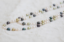 Load image into Gallery viewer, Green and White Pearl 6-9mm Pearl Freshwater Strand 72&quot;
