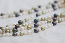 Load image into Gallery viewer, Green and White Pearl 6-9mm Pearl Freshwater Strand 72&quot;
