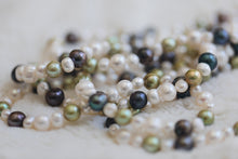 Load image into Gallery viewer, Green and White Pearl 6-9mm Pearl Freshwater Strand 72&quot;
