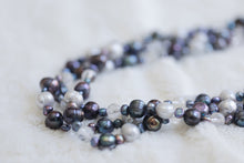 Load image into Gallery viewer, Blue Multi-colour and Crystal 3 row Strand with Sterling Silver Clasp
