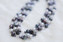 Load image into Gallery viewer, Blue Multi-colour and Crystal 3 row Strand with Sterling Silver Clasp
