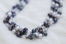 Load image into Gallery viewer, Blue Multi-colour and Crystal 3 row Strand with Sterling Silver Clasp
