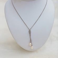 Load image into Gallery viewer, Sterling Silver Double Drop Pearl Tie
