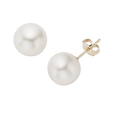 8-9mm Cultured Freshwater Pearl Studs 14k Gold Post